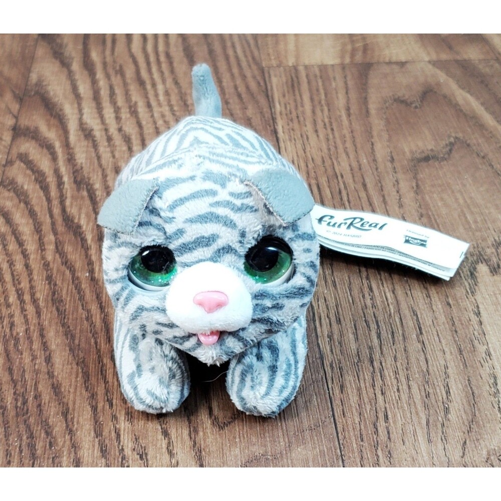 FurReal Newborn Gray Striped Kitten Interactive Tabby Cat Plush Tested Works